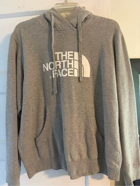 The North Face Gray Pullover Hoodie with White Logo